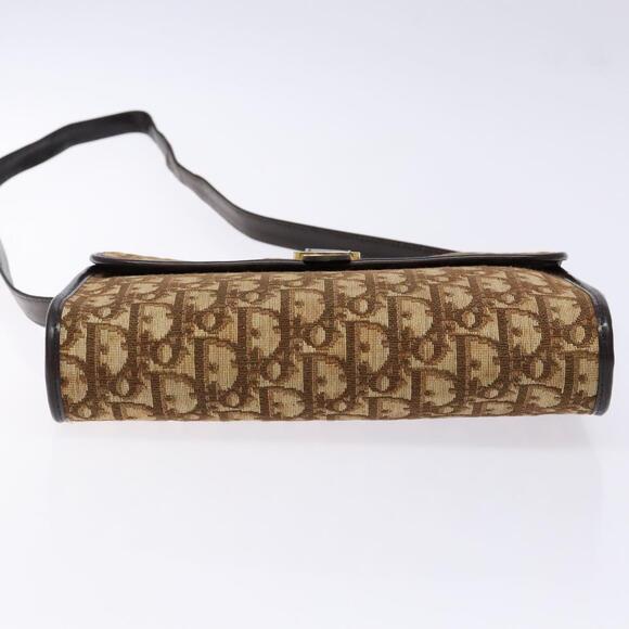 DIOR Trotter Canvas Shoulder Bag Brown Gold - Picture 9 of 12